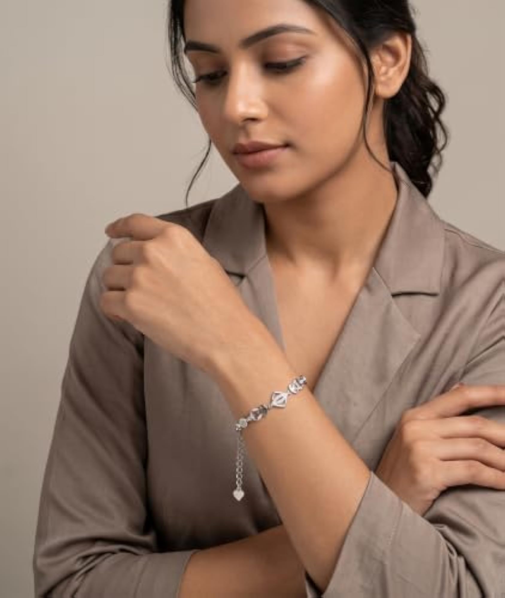 925 Sterling Silver CZ Chain Bracelet for Women